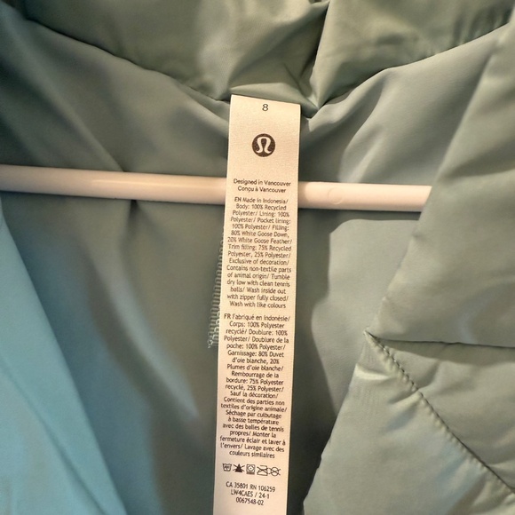 Lululemon Wunder Puff 600 Cropped Vest Sz 8 *RARE* color -Frosted Jade NWT - Picture 14 of 17